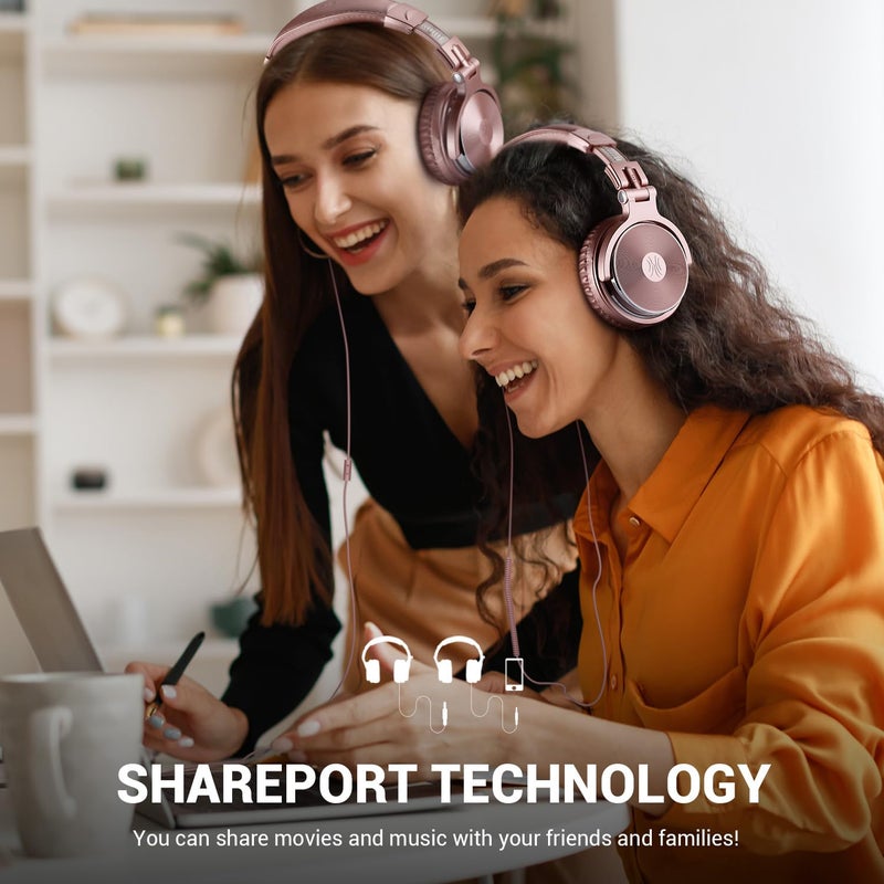 OneOdio Wired Over Ear Headphones Studio Monitor & Mixing DJ Stereo Headsets with 50mm Neodymium Drivers and 1/4 to 3.5mm Jack for AMP Computer Recording Podcast Keyboard Guitar Laptop - Pink - Image 5